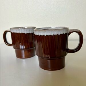 Vintage Japanese drip glaze mugs